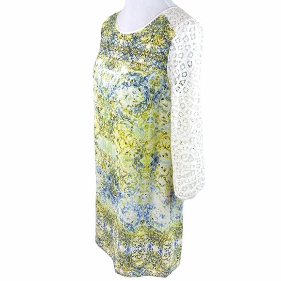 Ivanka Trump Floral and Lace Dress Green Blue Size 12 - Picture 4 of 10